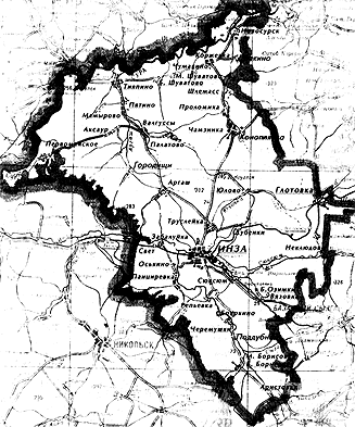 Ульяновская область инза карта